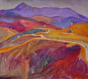 "Colorful Mountains" başlıklı Tablo Olena Mishyna tarafından, Orijinal sanat, Petrol Ahşap Sedye çerçevesi üzerine monte edi…
