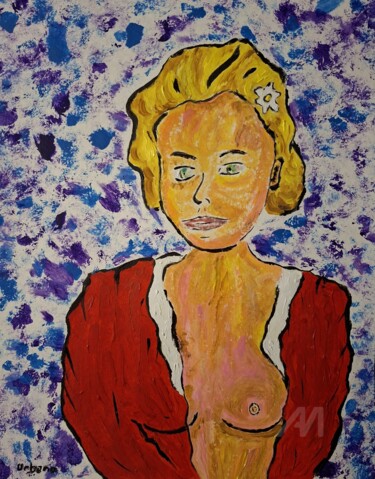 Peinture intitulée "La fille pudique" par Roberto Urbano, Œuvre d'art originale, Acrylique
