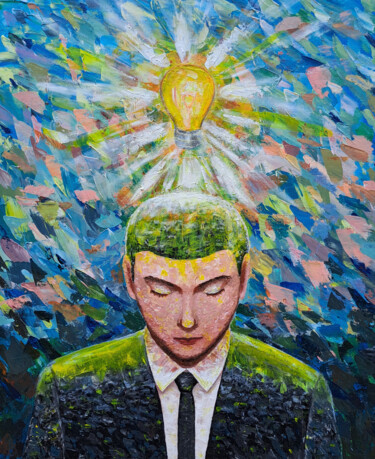 Pintura intitulada "A man in a business…" por Diana Nove Lumen, Obras de arte originais, Acrílico