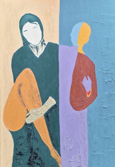 Painting titled "The figure of a gir…" by Natalya Belalova, Original Artwork, Oil Mounted on Wood Stretcher frame