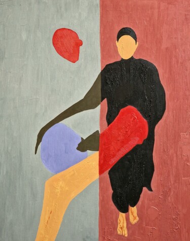 Painting titled "Figure of a girl wi…" by Natalya Belalova, Original Artwork, Oil Mounted on Wood Stretcher frame