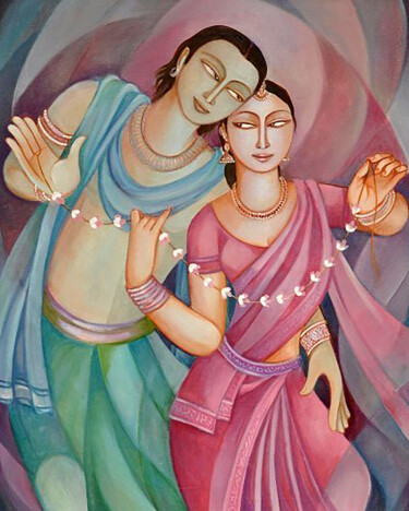 Painting titled "Garland of Love" by Upul Jayashantha, Original Artwork, Oil