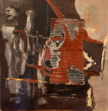 Painting titled "Peinture et collage" by Monique Morellec, Original Artwork, Acrylic