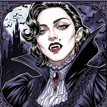 Digital Arts titled "La madone des vampi…" by José Espiguinha, Original Artwork, Digital Painting