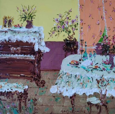 Peinture intitulée "Elegant Living Room" par Zhaohui Zeng, Œuvre d'art originale, Huile