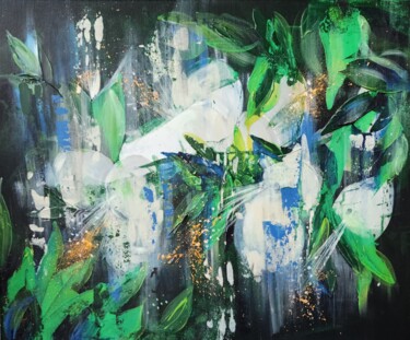 Peinture intitulée "Emerald Dreams – Ab…" par Oli Ma, Œuvre d'art originale, Acrylique Monté sur Châssis en bois