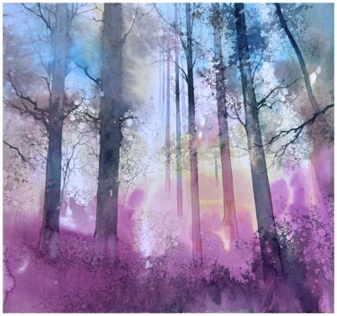 Painting titled "Spring mood" by Nazar Grunyka, Original Artwork, Watercolor