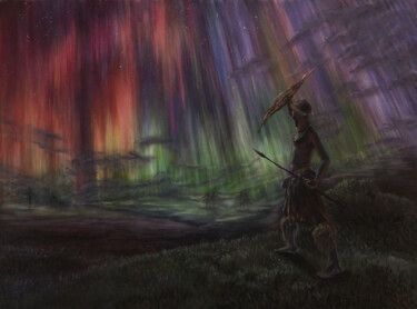 Ζωγραφική με τίτλο "The active sun" από Yuma Talan, Αυθεντικά έργα τέχνης, Ακρυλικό Τοποθετήθηκε στο Ξύλινο φορείο σκελετό