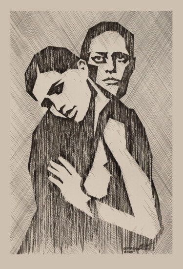 Rysunek zatytułowany „Czułość (01)” autorstwa Michał Ostrogórski, Oryginalna praca, Marker