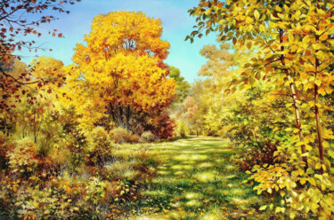 Pintura titulada "Warm Autumn" por Serhii Kapran, Obra de arte original, Oleo
