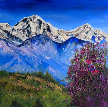 Painting titled "Blossoming at the F…" by Natalia Yangalycheva, Original Artwork, Acrylic