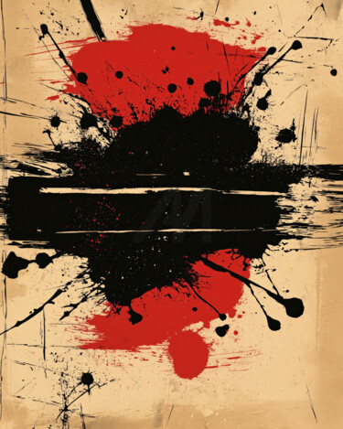 "Crimson Resonance II" başlıklı Dijital Sanat Moaiart – Digital Art Prints tarafından, Orijinal sanat, Dijital Resim