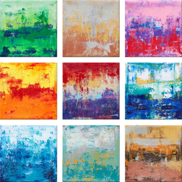 Pintura intitulada "Modern Industrial S…" por Hilary Winfield, Obras de arte originais, Acrílico Montado em Armação em madei…