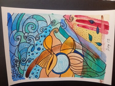 Painting titled "flor marina" by Maria Durga, Original Artwork, Watercolor