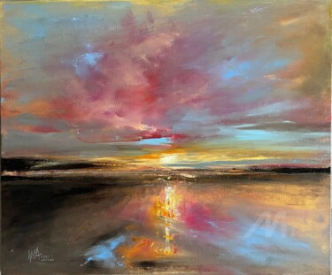 Ζωγραφική με τίτλο "coucher de soleil" από Janie Marty-Rozet, Αυθεντικά έργα τέχνης, Ακρυλικό