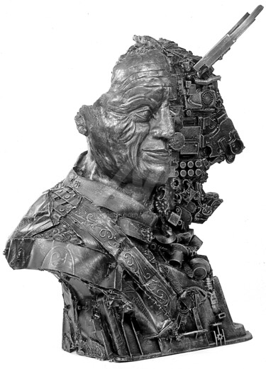 Sculpture titled "Picasso au Taureau" by Alain Louiset, Original Artwork, Metals