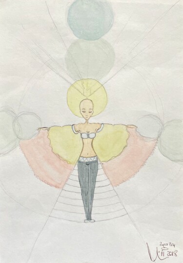 Drawing titled "Light Code" by Myredrm, Original Artwork, Watercolor
