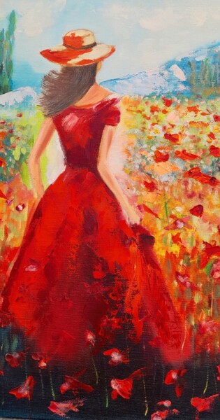 "Девушка в маковом п…" başlıklı Tablo Любовь Маюрова tarafından, Orijinal sanat, Petrol