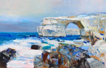 Painting titled "Rocks of malta" by Yehor Dulin, Original Artwork, Oil Mounted on Wood Stretcher frame