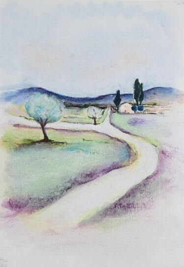 "Chemin vers la mais…" başlıklı Resim Florence Trottoli tarafından, Orijinal sanat, Pastel