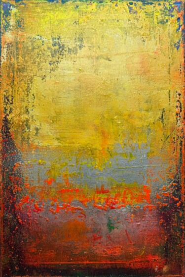 Painting titled "Yellow Code" by Viki Smoliar, Original Artwork, Acrylic Mounted on Wood Stretcher frame