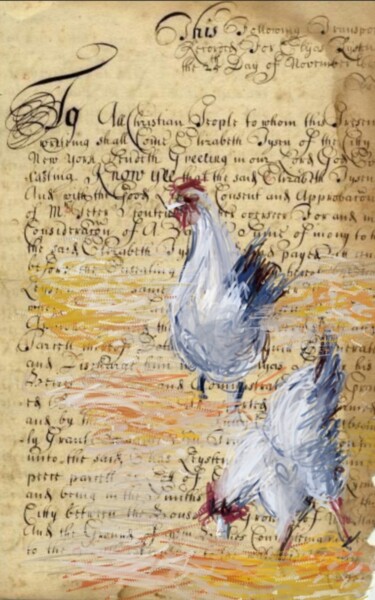 Artes digitais intitulada "Les poules égarées.…" por Jacky Patin, Obras de arte originais, Pintura digital