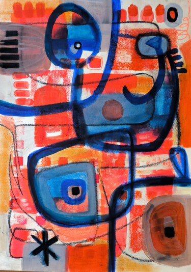 Pintura intitulada "Blue dancer" por Thia Path, Obras de arte originais, Acrílico