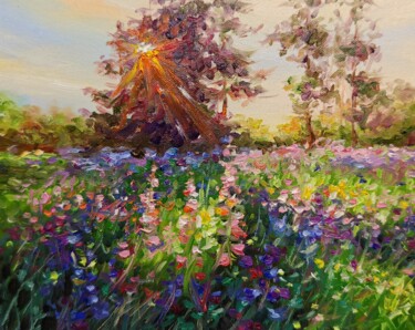 Peinture intitulée "Summer landscape fl…" par Irina Prokof Eva, Œuvre d'art originale, Huile Monté sur Châssis en bois