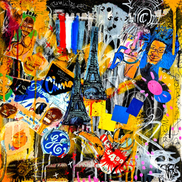 Painting titled "Tableau graffiti ar…" by Pvettese, Original Artwork, Spray paint Mounted on Wood Stretcher frame