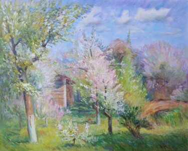 "Blossoming apple an…" başlıklı Tablo Bogdan Ermakov tarafından, Orijinal sanat, Petrol Ahşap Sedye çerçevesi üzerine monte…