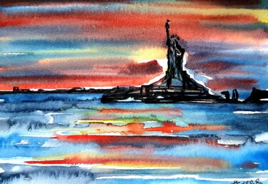 "Freiheitsstatue im…" başlıklı Tablo Anne Goldhahn tarafından, Orijinal sanat, Suluboya