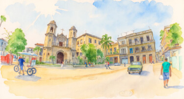 Digital Arts titled "La Havana Center" by Frederic Bos, Original Artwork, Manipulated Photography