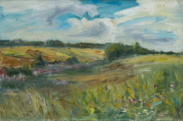 Painting titled "Blooming summer mea…" by Sasha Tovstik, Original Artwork, Oil