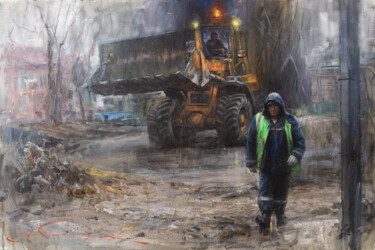 Pintura titulada "Working with a fron…" por Adlexe Aleksej Panfilov, Obra de arte original, Oleo