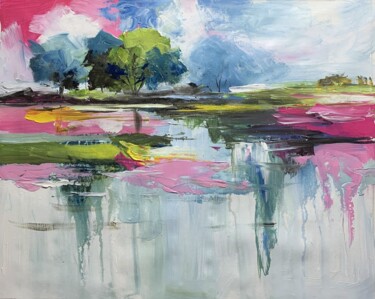 Painting titled "Mirrored Dreams." by Vita Schagen, Original Artwork, Acrylic Mounted on Wood Stretcher frame