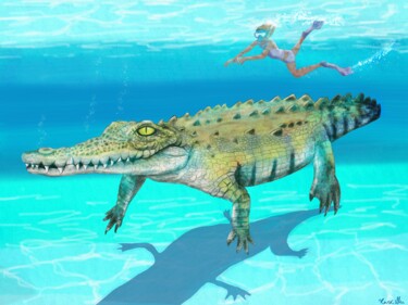 Artes digitais intitulada "Crocodiles espions…" por Caroline Chojnacki (RoZe), Obras de arte originais, Pintura digital