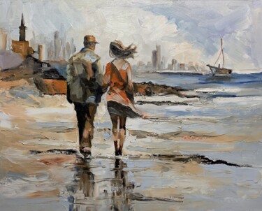 "Coastal walk. Love…" başlıklı Tablo Vita Schagen tarafından, Orijinal sanat, Petrol Ahşap Sedye çerçevesi üzerine monte edi…