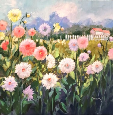 Peinture intitulée "Septembre au jardin…" par Cathy Monnier, Œuvre d'art originale, Acrylique Monté sur Châssis en bois