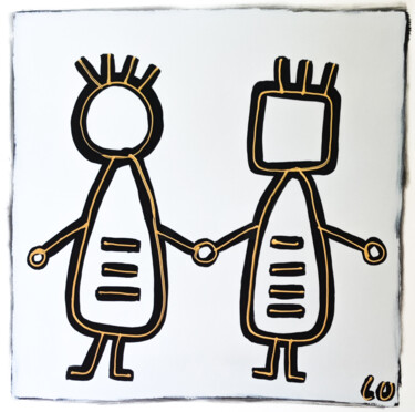 Peinture intitulée "Main dans la main" par Luc Villard, Œuvre d'art originale, Acrylique Monté sur Châssis en bois