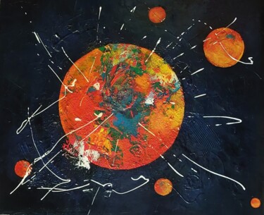 Ζωγραφική με τίτλο "20-25 - Energies co…" από Jeanne, Αυθεντικά έργα τέχνης, Ακρυλικό Τοποθετήθηκε στο Ξύλινο φορείο σκελετό