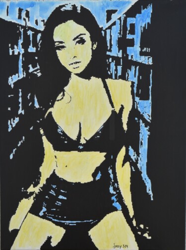 Painting titled "dream library" by Goswin Houy, Original Artwork, Acrylic Mounted on Wood Stretcher frame