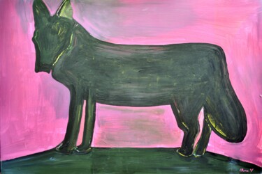 Ζωγραφική με τίτλο "Chien noir" από Clara Vanderseypen, Αυθεντικά έργα τέχνης, Ακρυλικό Τοποθετήθηκε στο Ξύλινο φορείο σκελε…