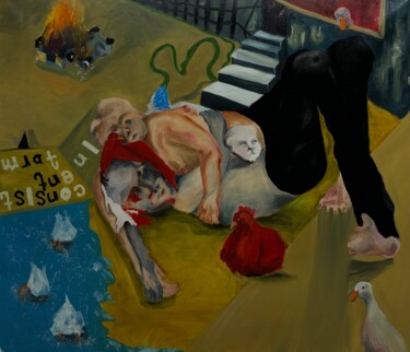 Malarstwo zatytułowany „Inconsistent farm” autorstwa Sopo Simonishvili, Oryginalna praca, Olej