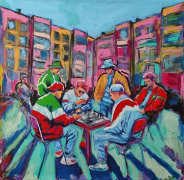 Peinture intitulée "Chess Players – Fig…" par Serge Berezjak, Œuvre d'art originale, Acrylique Monté sur Châssis en bois