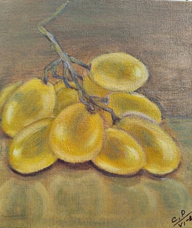 Painting titled "yellow grapes…" by Svetlana Rytkina, Original Artwork, Acrylic
