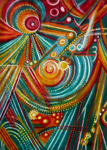 Painting titled "Pelote #47" by Anne Brigaud, Original Artwork, Pastel