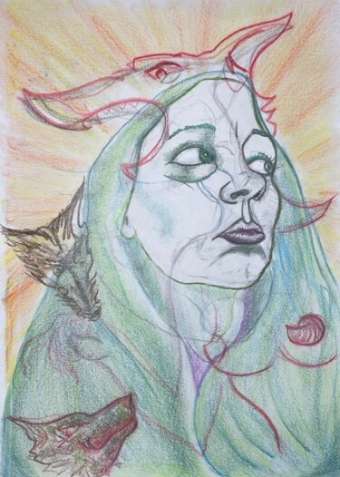 Drawing titled "Aux abois" by Shank Arte, Original Artwork, Pencil