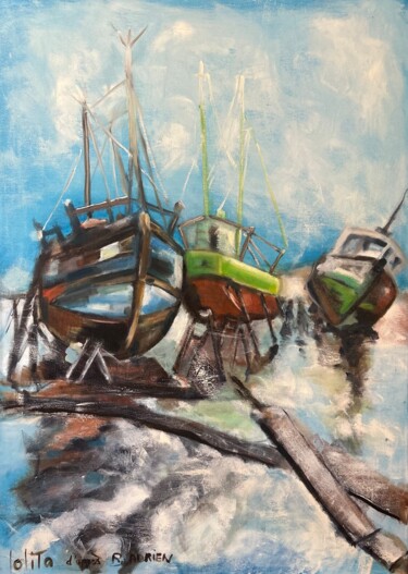 "Copie bateaux d’apr…" başlıklı Tablo Lolita Pena tarafından, Orijinal sanat, Petrol Ahşap Sedye çerçevesi üzerine monte edi…