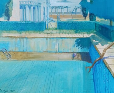 Pintura intitulada "Piscine abandonnée 2" por Bruno Nugeron, Obras de arte originais, Óleo Montado em Armação em madeira