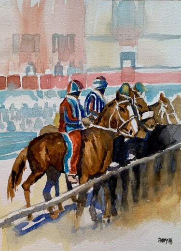 Картина под названием "Il Palio di Siena" - Patrizia Salcini, Подлинное произведение искусства, Акварель